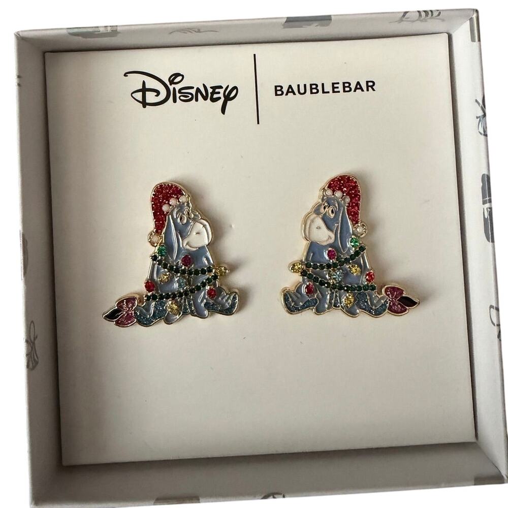 Disney BaubleBar Jewelry Christmas Holiday Winnie the Poohs Eeyore Earrings NIB